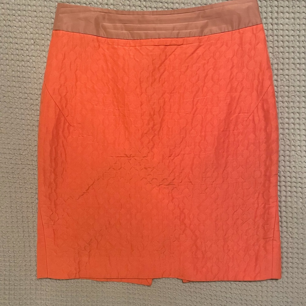 J. Crew coral and rose textured pencil skirt
